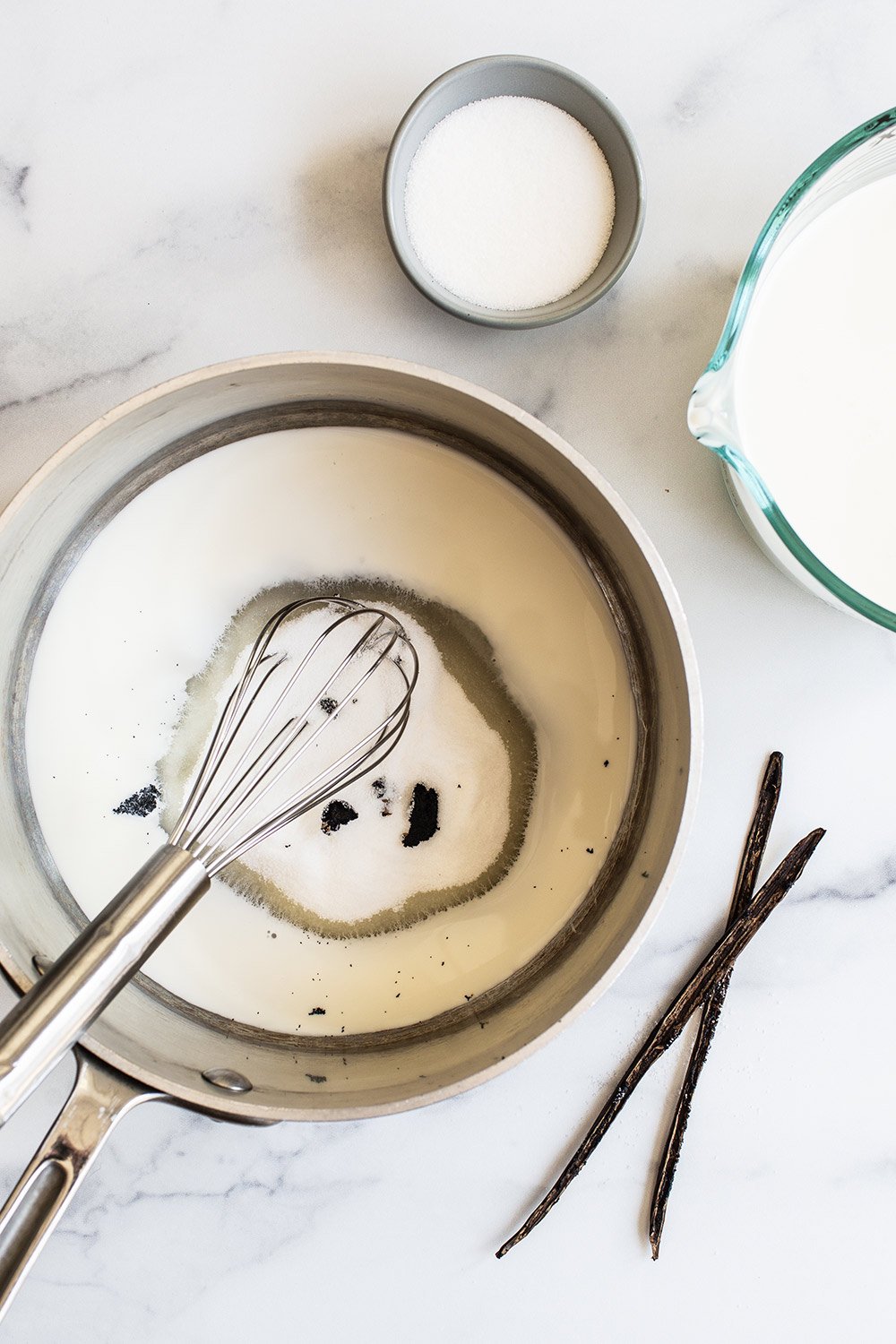 part of the homemade ice cream recipe in a saucepan, before we're ready to start cooking