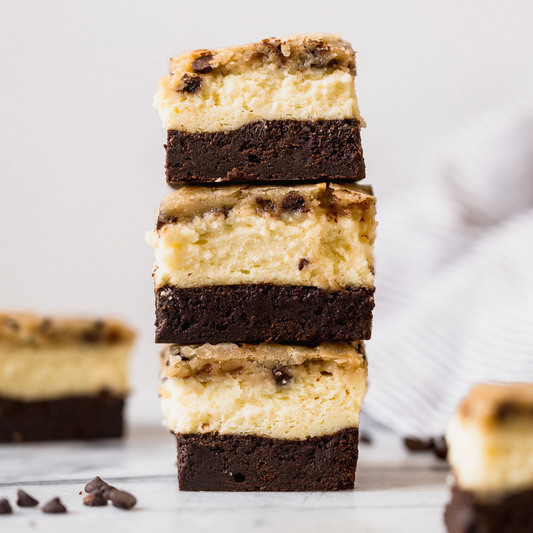 Brownie Bottom Cookie Dough Cheesecake Bars