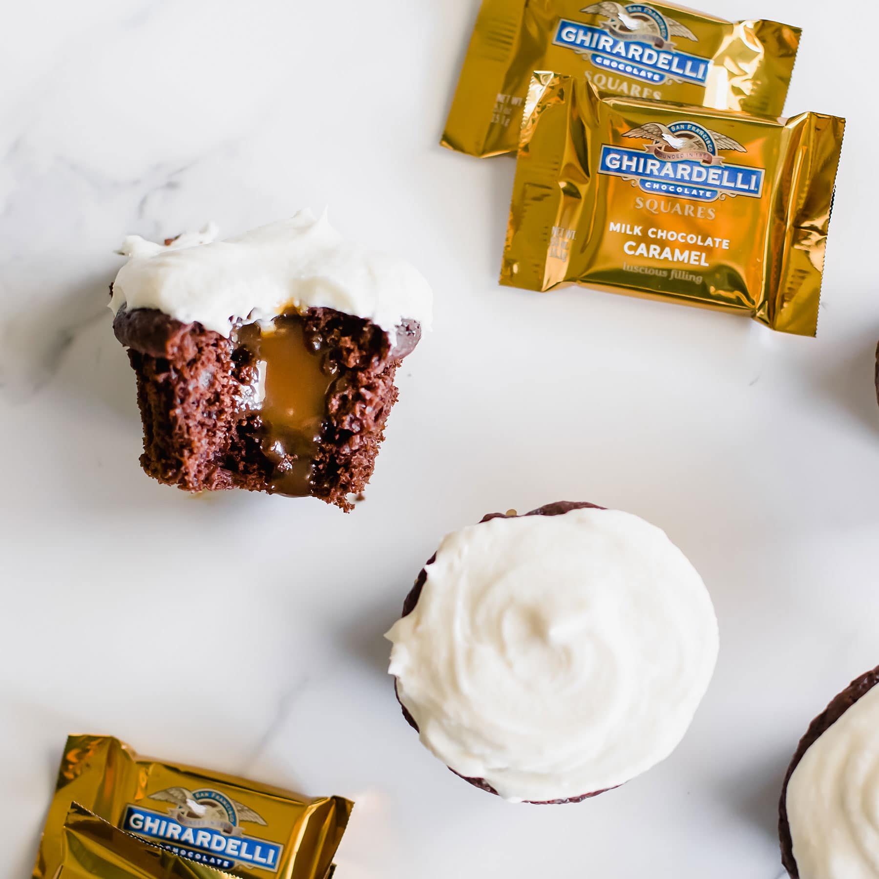 Caramel Stuffed Chocolate Cupcakes