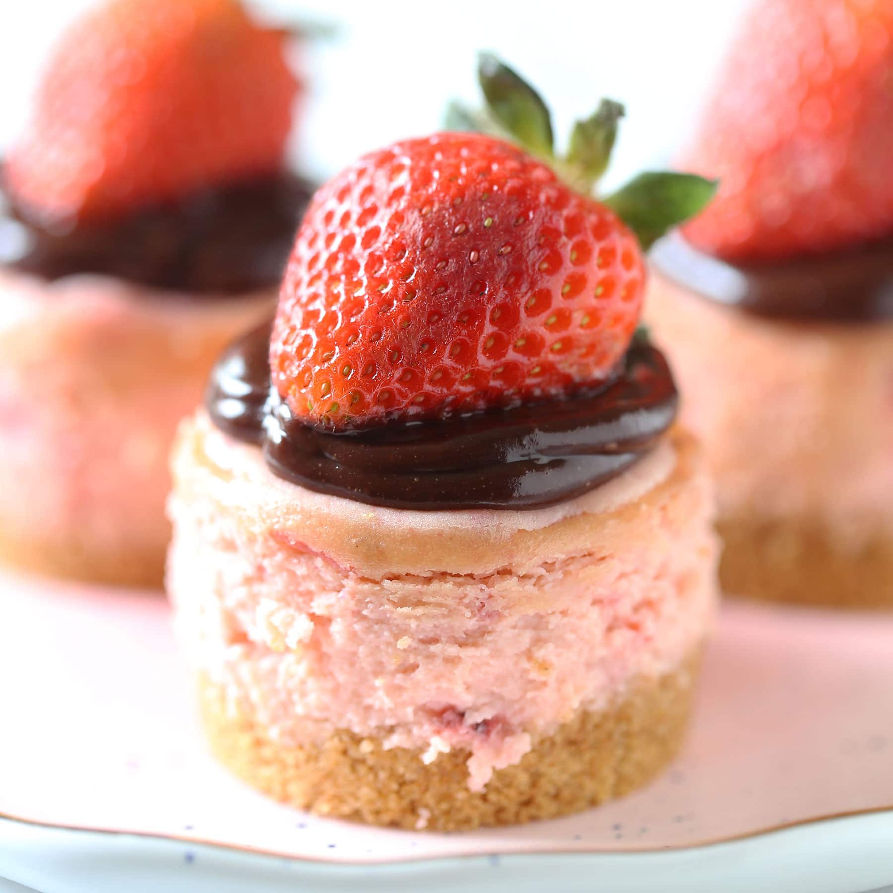 Chocolate Strawberry Mini Cheesecakes