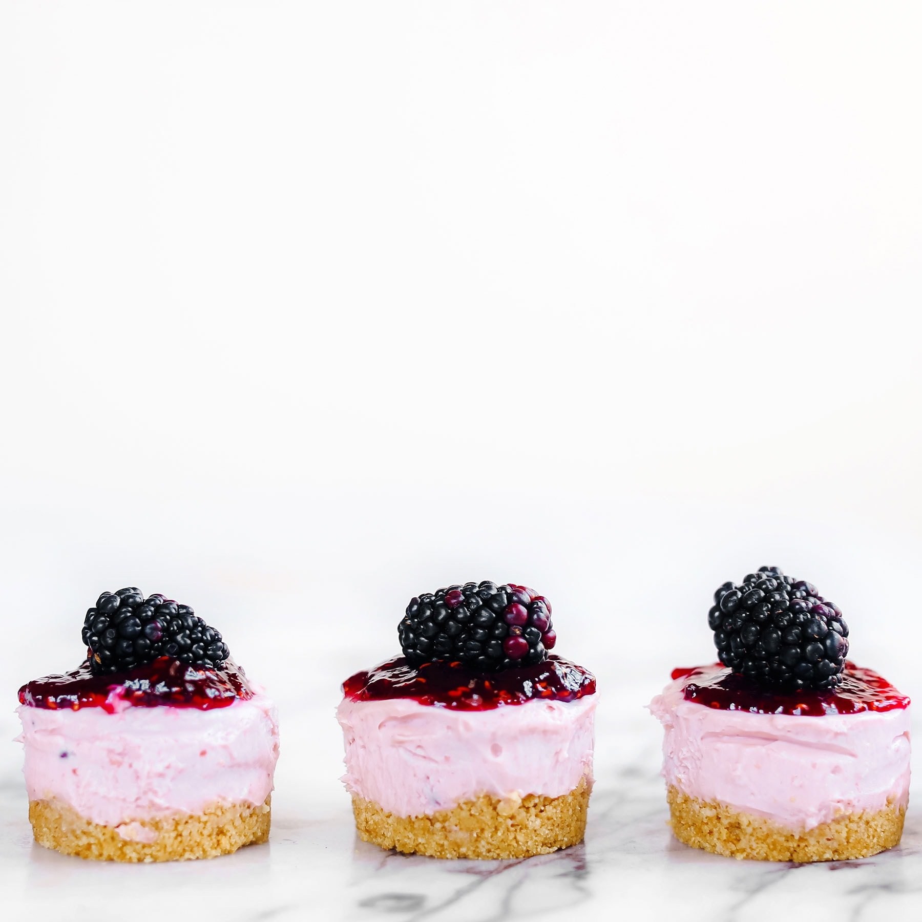 No Bake Mini Blackberry Cheesecakes