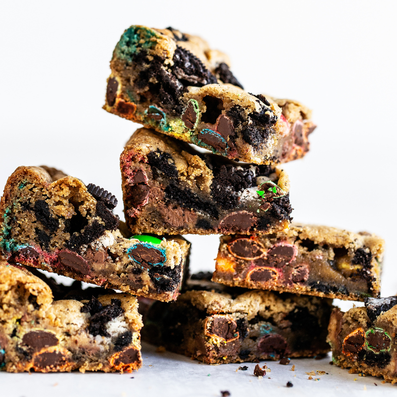 Loaded Cookie Bars (Leftover Halloween Candy Bars)