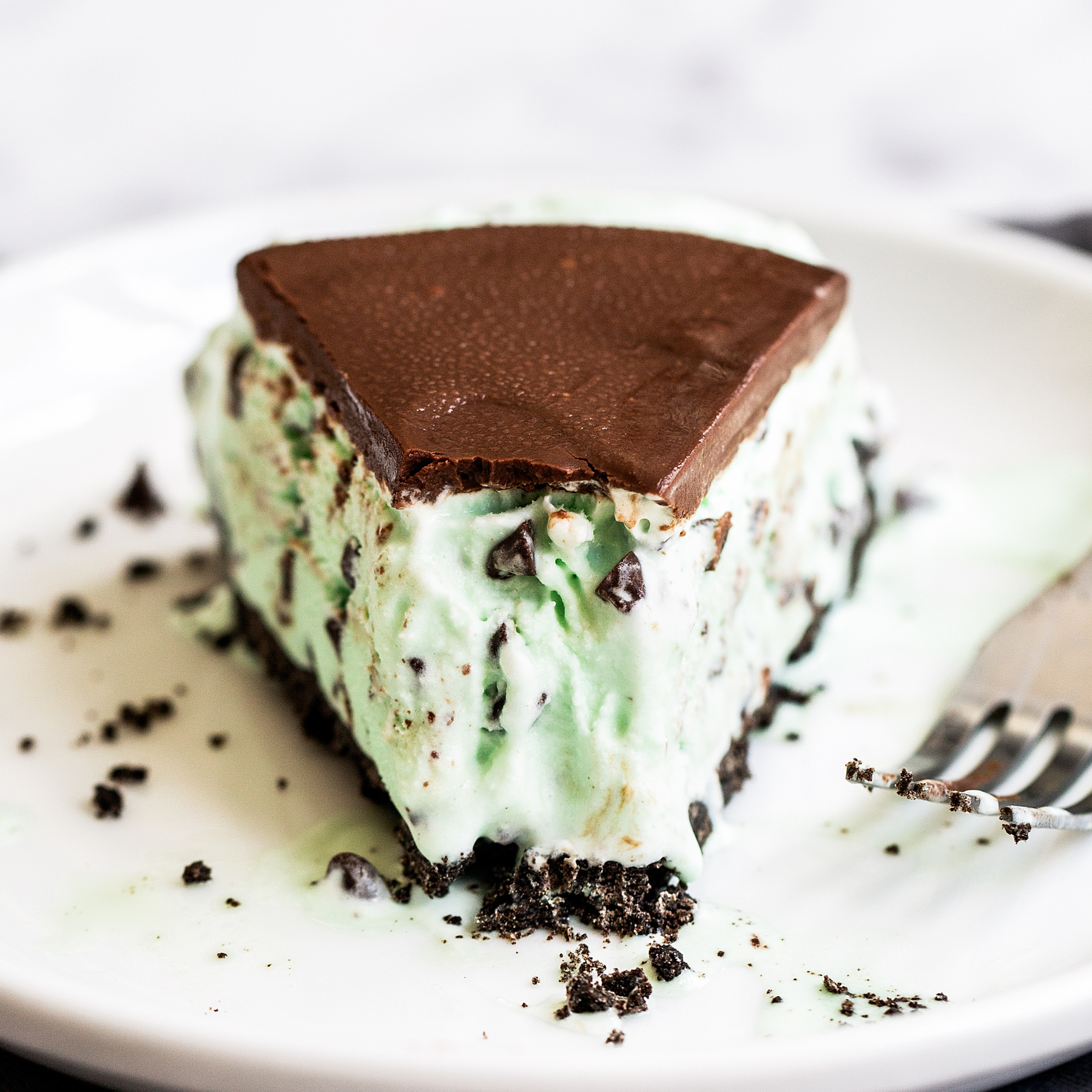 Frozen Mint Chocolate Chip Pie